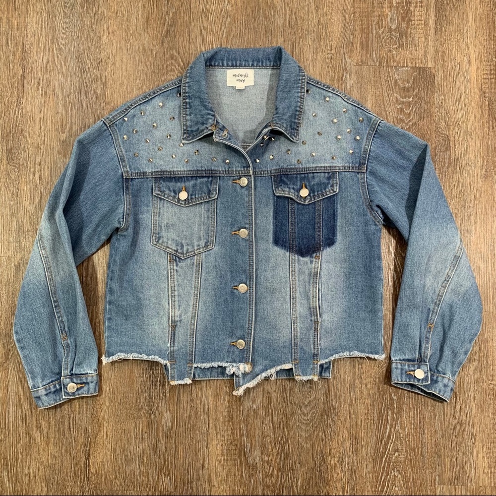 Midnight Muse Cropped Studded Jean Jacket
